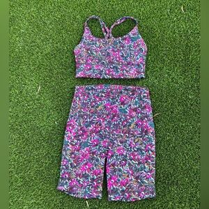 lululemon wunder train high-rise bike shorts with pocket & sports bra set